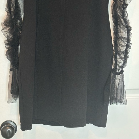 L'VOW Women Black Sheer Puff Long Sleeve Body Con Mini Dress XXL - Picture 7 of 9